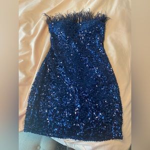 Navy blue sequin minidress - EUC - worn once homecoming prom